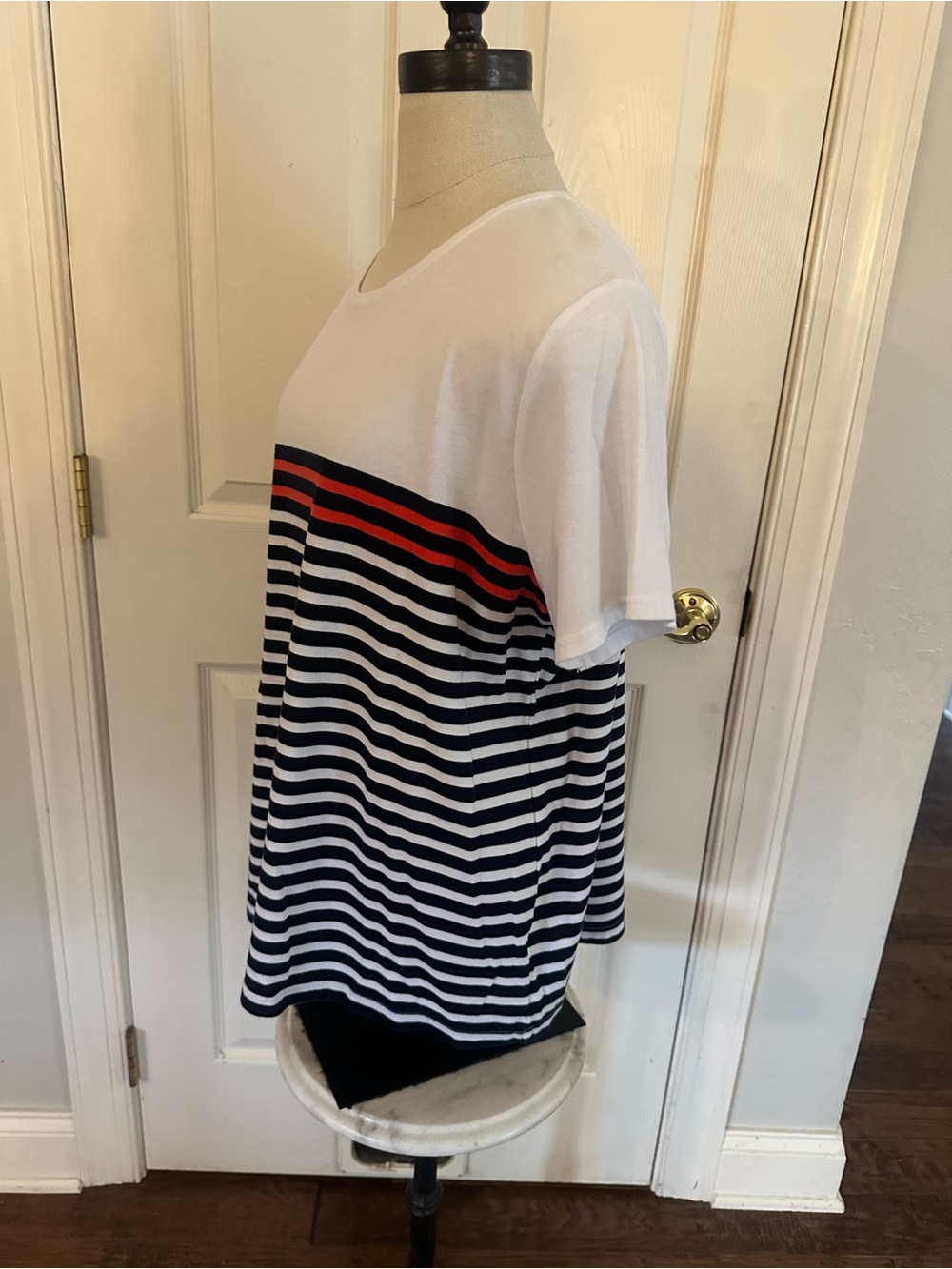 croft & barrow Cream Classic Tee with Navy Print